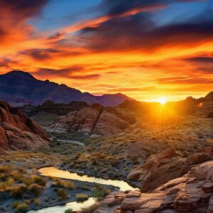 Sunset in Nevada's Desert Canyon