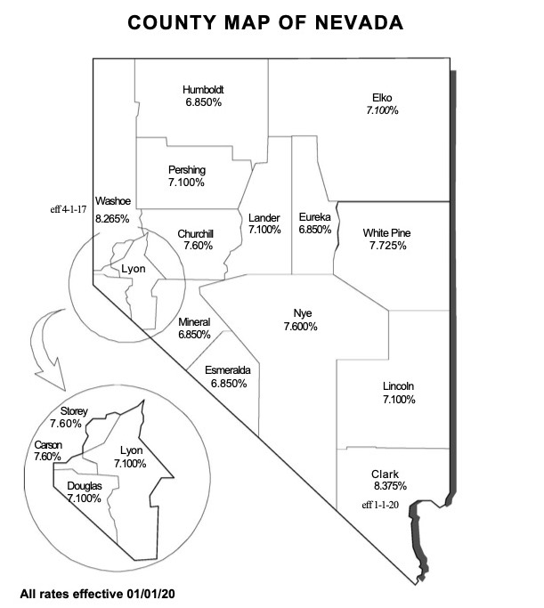 Nevada State Sales Tax Map